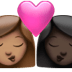 👩🏽‍❤️‍💋‍👩🏿 kiss: woman, woman, medium skin tone, dark skin tone display on Apple